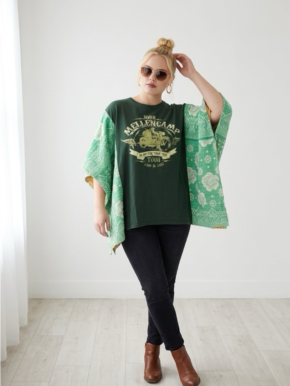 Handcrafted Upcycled John Mellenkamp Kantha Tunic NWT One Size - Picture 3 of 10
